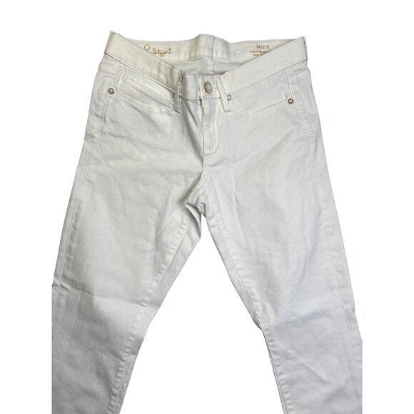 Women's White Mid-Rise Skinny Jeans Size 6 By Lilly Pulitzer - Picture 3 of 11